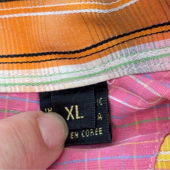 Bugatchi Uomo Men's Embroidered Flip Cuff Colorful Plaid Button Up Shirt XL - Picture 11 of 15